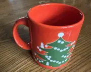 Vintage Waechtersbach Red Star Christmas Tree Coffee Mug FREE SHIPPING