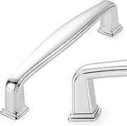 KOOFIZO Square Foot Cabinet Arch Pull - Chrome Furniture Handle, 3.8 Inch/96mm Screw Spacing, 10-Pack for Kitchen Cupboard Door, Bedroom Dresser Drawer, Bathroom Furniture Hardware