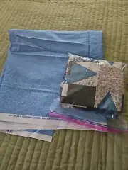 Unfinished Patchwork Quilt Top In 3 Pieces & Blocks & Squares,Triangles & Fabric