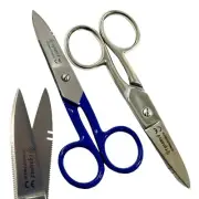 2 Count - Electrical Wires Stripping and Cutting Scissors 5.25in, Blue+Silver