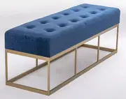 137cm long bench seat with metal gold base navy velvet