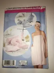 WOMENS UNCUT SIMPLICITY 4747 Sewing Pattern SPA BATH ACCESSORIES SLIPPERS WRAP