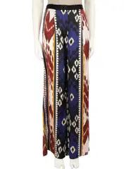 Abstract Pattern Silk Wide Trousers