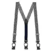 SuspenderStore Navy Jacquard Tacoma Suspenders - 1.38-Inch Wide - BUTTON