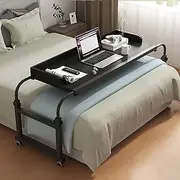 Over-Bed Tables, with Wheels Mobile Over Bed King Queen Laptop with Adjustable Length and Height Computer Table(B)