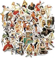 Sexy Girl Retro Vintage Pin Up Laptop Water Bottle Computer Phone Notebook Travel Case Stickers Car Skateboard Motorcycle Bicycle Luggage Guitar Bike Pinup Women Decal 50pcs Pack