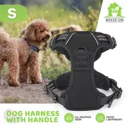 Reflective Pet Dog Harness No Pull Adjustable Control Soft Padded Handle Black