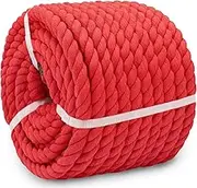BONSINY Red Rope 3/4 inch x 100 feet Thick Cotton Rope for Crafts Decoration Swing Hanging Landscaping Tug of War