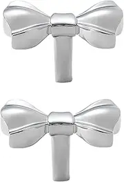 Brass Cabinet Knobs 2 Pack Shoe Cabinet Wardrobe Bow Handle Gold Drawer Single Hole Cabinet Handle Bright Silver