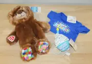 Build-A-Bear Happy Birthday Brown Birthday Bear IV UNSTUFFED w/ SHIRT & CUPCAKE