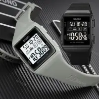 在飛比找蝦皮購物優惠-SKMEI/時刻美 方型雙時間顯示運動電子錶 電子錶 男女手