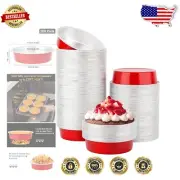 Party-Ready 200pcs Aluminum Baking Cups - 7.3oz Bright Red Dessert Ramekins