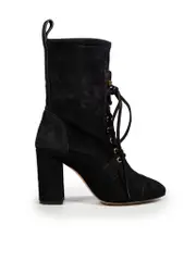 Black Suede Tie Up Boots