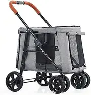 Dog Pram Luxury Pet Stroller for Large Dogs, Dog Strollers Premium Pet Pushchair 4 Wheel Pet Gear Pet Stroller for Cat, Dog and More, Foldable Carrier Strolling Cart(Light Gray)