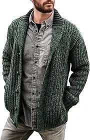 [Generic] Casual Mens Cardigan Sweaters Long Sleeve Shawl Collar Button Down Open Front Knit Cardigans Warm Fall Winter Sweater