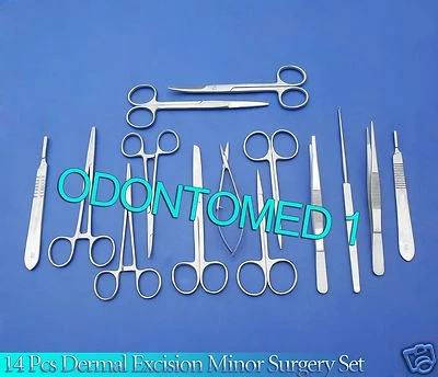 14 PCS DERMAL EXCISION MINOR SURGERY SET KIT SURGICAL,DS-687