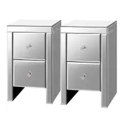 ALFORDSON 2x Mirrored Bedside Table Silver