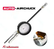 Auto Airchuck Tyre Inflator Deflator 3.5" Gauge - Straight 160Psi Tire Air Chuck