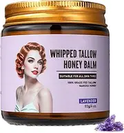 Beef Tallow for Skin, Whipped Beef Tallow Honey Balm, 113g Natural Tallow Face Moisturizer, Organic Hydrating Beef Tallow Balm Deeply Moisturizing for Face & Body(Lavender)