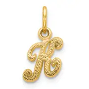 14K Yellow Gold 14Ky Script Letter K Initial Charm