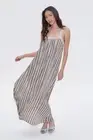 Forever 21 Rainbow Striped Shift Maxi Dress With Crotchet Trim Women Medium New