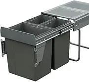 Domestique 40L Triple Slide Out Concealed Waste Bin with Soft Close - for a 400mm Cabinet - Bottom Mounted - Includes Optional Door Bracket