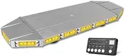 28Inch 64 LED Emergency Strobe Light Bar - Amber Flashing Light Bar 16 Flashing Modes, Heavy Duty Magnetic Base Waterproof, Warning Light for Construction Cars Tow Trucks Snowplow