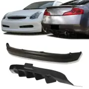[SASA] 2x Combo for 03-06 Infiniti G35 Coupe PU Front Bumper Lip + Rear Diffuser