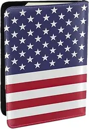 [GaxfjRu] American Flag Print Leather Passport Holder Covers Case, Waterproof Travel Wallet Passport Holder for Women Men, Black, One Size