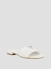 GUESS Women's White Tamed Slide Sandals Size: 7