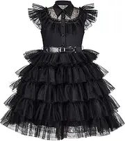 [Sunny Fashion] Girls Dress Red Rose Bow Tie Lace Formal Party Long Sleeve Size 4-10 Years