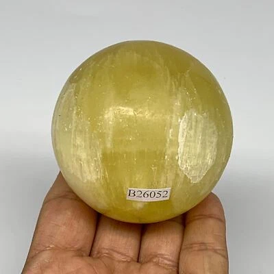 0.87 lbs,2.5"(63mm) Lemon Calcite Sphere Gemstone,Healing Crystal,B26052