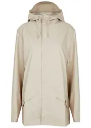 Rains Hooded Rubberised Jacket - Beige - L (UK14 / L) L (UK14 / L)