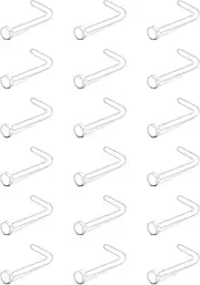 [LAURITAMI] Clear Nose Studs Hide Piercing Small Flat Top 20 Gauge L Shaped Straight Plastic Retainers for Nose Piercing Invisible for School