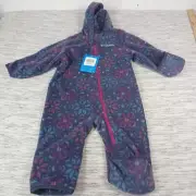 Columbia Youth One Piece Snow Suit 6-12 Month Girls Purple Snow Flakes Hooded