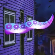 LED Octopus Tentacle Purple Inflatable Broke Out From Window Halloween 5'