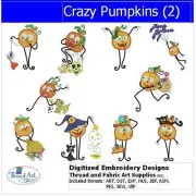 Embroidery Design Set - Crazy Pumpkins(2) - 10 Designs - 9 Formats - USB Stick