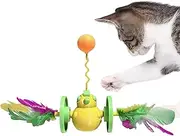 Cat Teaser Toy - Cute Feather Tilting Doll Chick Shape,Safe Enrichment Pet Toy Kitten Interactive Ball for Floors Carpets