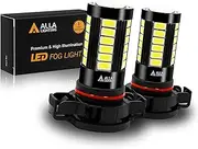 Alla Lighting 2504 PSX24W LED Fog Light Bulbs 2800lm Xtreme Super Bright 5730 33-SMD LED PSX24W Bulb 12276 2504 PSX24W LED Fog Lights for Cars SUVS Vans - 6000K Xenon White
