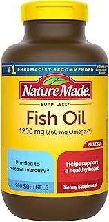 Nature Made Fish Oil Burp-Less 1200 mg 200 Liquid Softgels