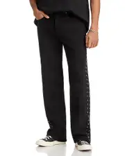 Rta Straight Fit Zed Cross Panel Jeans in Black