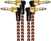 tunghey 2Pack Dual Right Angle 1/4 Inch TRS Instrument Cable, Right-to-Right Angle 6.35mm Male Stereo Audio Cord, Balanced Interconnect Line for Electric Guitar,Keyboard,Amplifier, Speaker (0.3m)