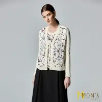 在飛比找momo購物網優惠-【MON’S】唯美小花蠶絲羊毛開襟外套