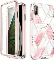 Asuwish Phone Case for iPhone Xs Max with Screen Protector Cover Hybrid Cute Marble Shockproof Full Body Hard Heavy Duty Slim Cell Accessories i X XR Xsmax 10x SX Xmax 10xs 10s 10 Plus Xmaxs Pink