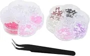 IWOWHERO 2 Boxes Flatback Nail Art Embellishments with Tweezers Macaron Bowknot Charms and for DIY Manicure Precise Application Tool for Parties Weddings and Daily Wear