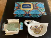 Vintage NEW Elizabeth Arden Treasures of the Pharaohs Set Blue Grass Soap Dish