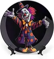 Cartoon clown decorative plates cute ceramic decorative plates for display boho style dinner plate with display stand china plate for
