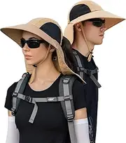 [OZ SMART SUN PROTECTION] Legionnaire Sun Hat with Neck Flap, Men/Women Wide Brim Bucket Hat UPF 50 UV Protection for Fishing, Hiking, Camping, Garden, Farming, Outdoor Sports (Khaki)