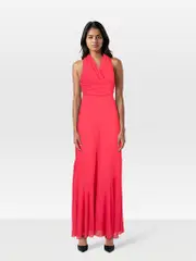 Pink Cross Strap Maxi Dress