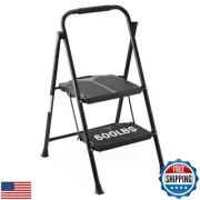 600lbs 2 Step Ladder,Folding Step Stool with Wide Anti-Slip Pedal, Heavy Duty